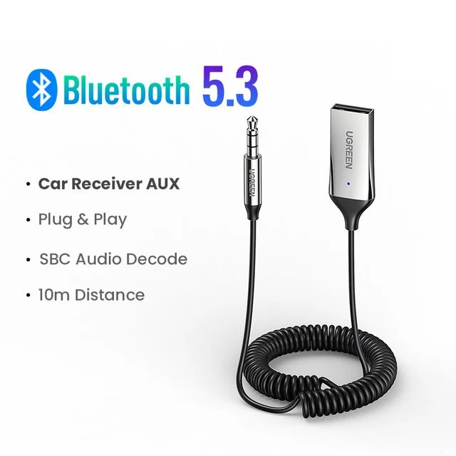 Bluetooth ресивер Ugreen адаптер для автомобиля, 5.3, AUX