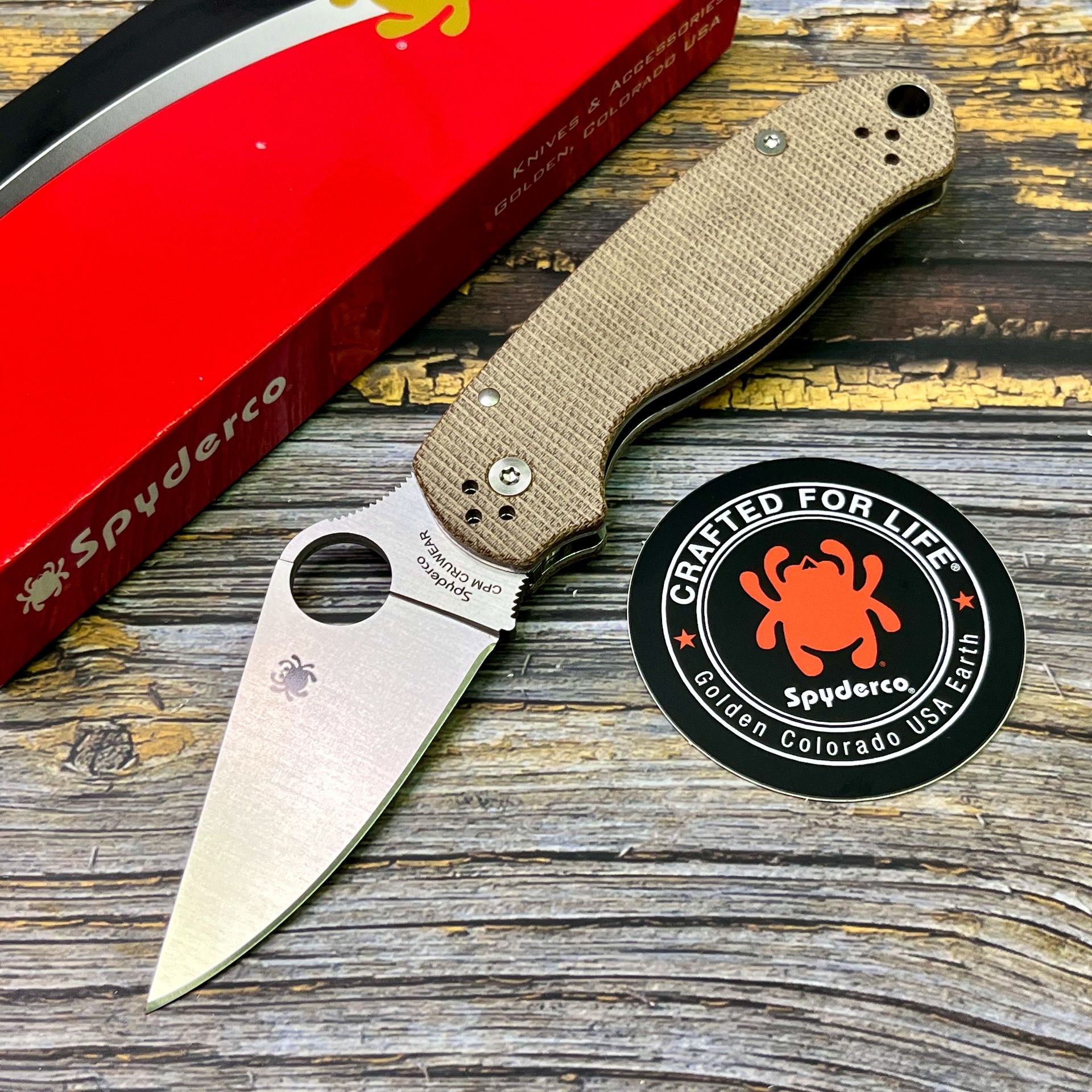 Нож складной Spyderco SC223MPCW Para-Military 3, Brown Canvas Micarta Handle