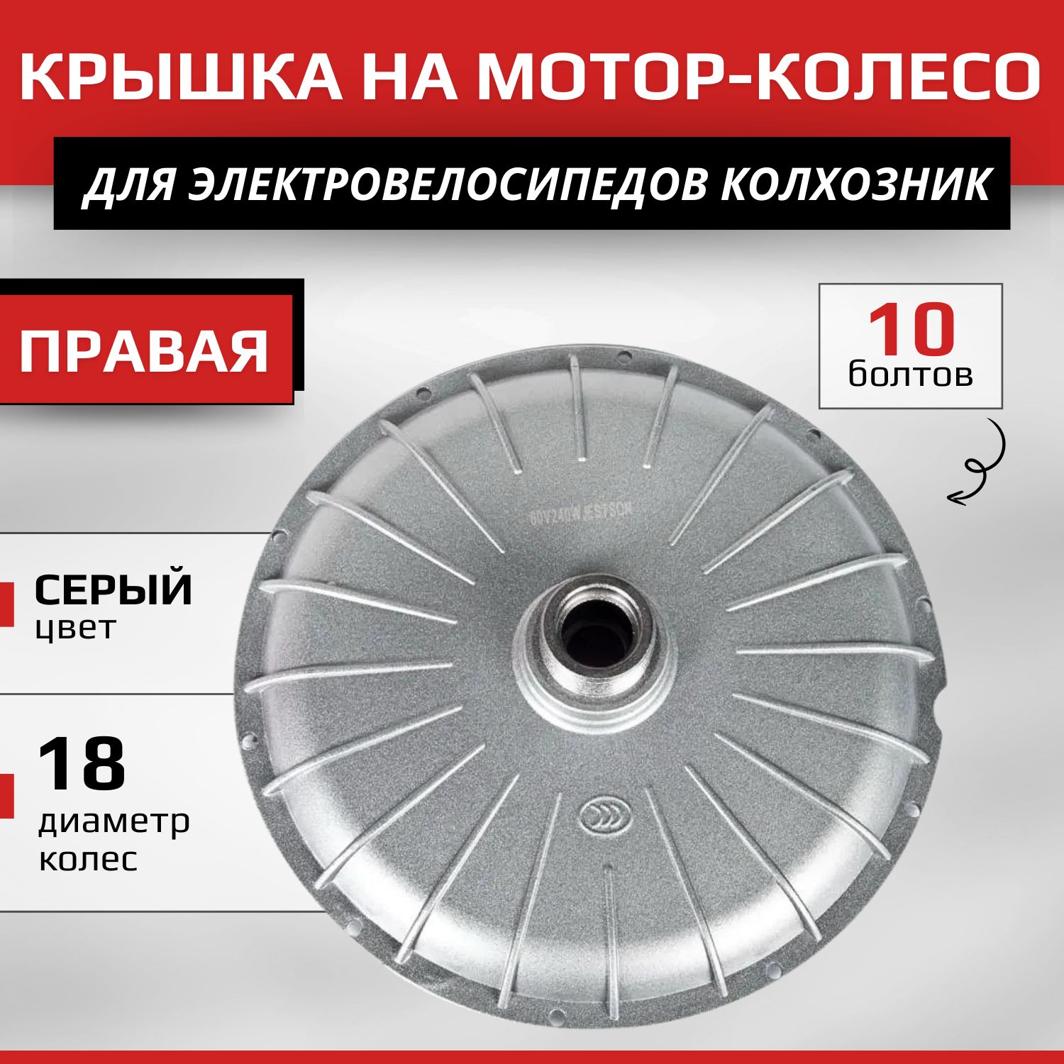 Крышка на мотор-колесо (Правая,10 болтов) 240W подшипник 6203