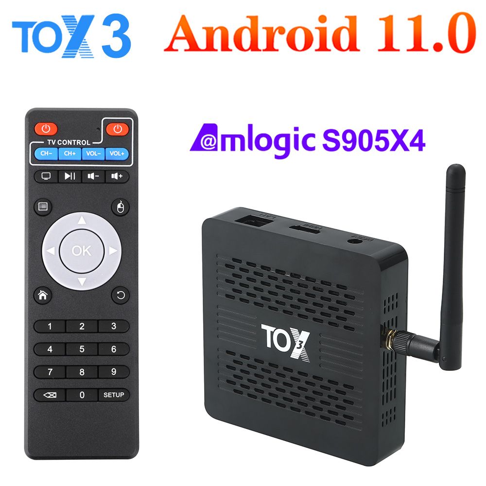 ТВСмартПриставкаTOX32-яревизияAmlogicS905X42T2RАндроид11СДвойнымWi-Fi4Гб32Гб1000MИнтернетBT4.1ПоддержкаAV14K