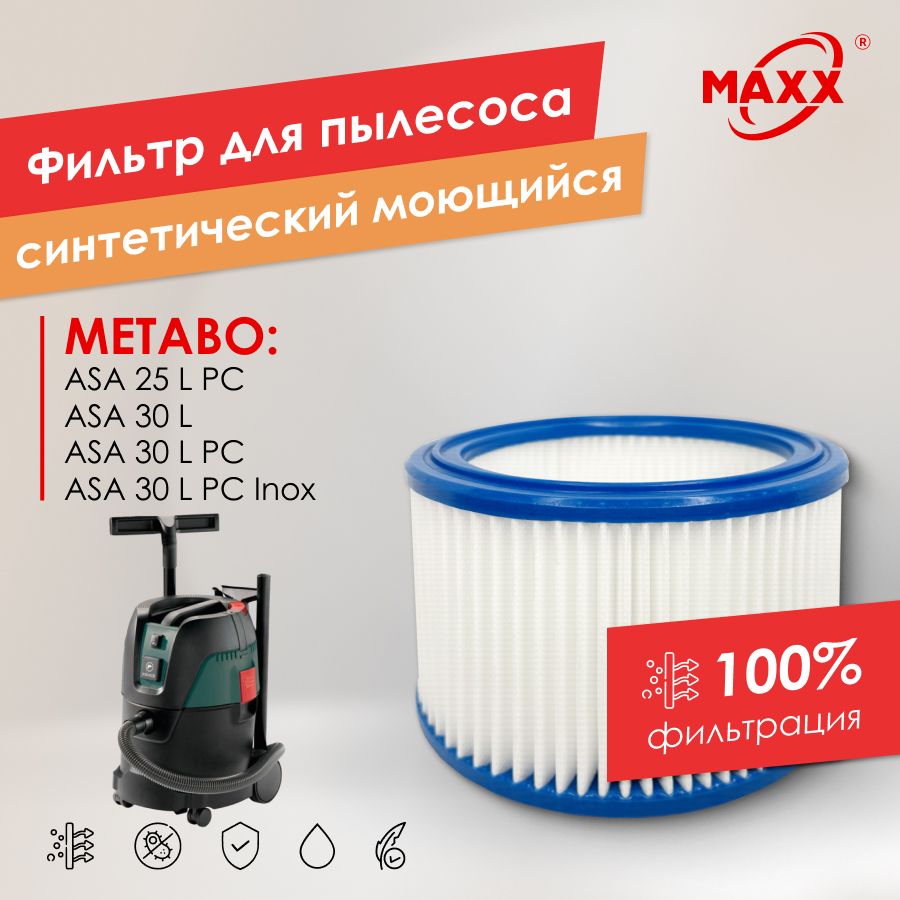 ФильтрPROсинтетический,моющийсядляпылесосаMetaboASA25LPC/ASA30LPCInox,630299000