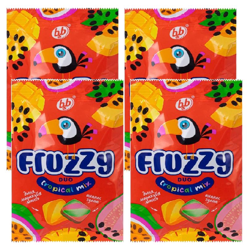 Конфеты жевательные, "Fruzzy" Duo тропический вкус (миксс), 180 г / 4 уп.