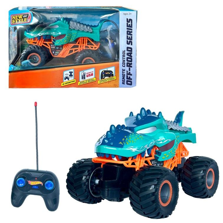 Машинка на пульте управления Монстр трак Mega Wrex, игрушка на радиоуправлении Monster Trucks для мальчиков зеленый