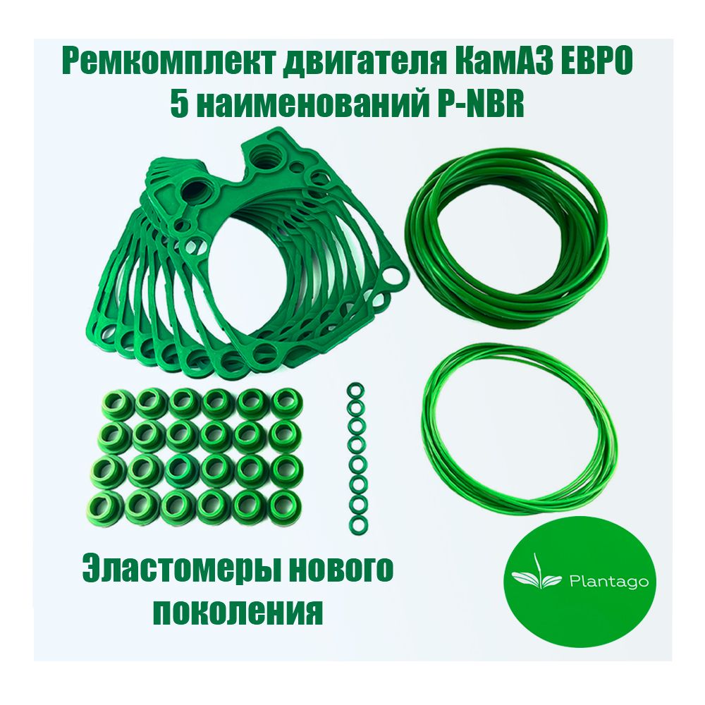 Ремкомплект двигателя КамАЗ ЕВРО (5 наименований, прокладки головки блока + ремкомплект гильз) P-NBR Plantago 7405-1002000С