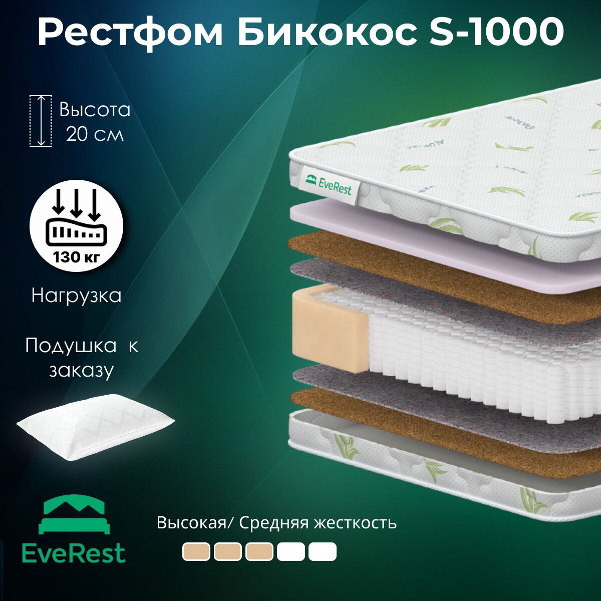 МатрасEveRestРестфомБикокосS100090х200серииТу-Вэй