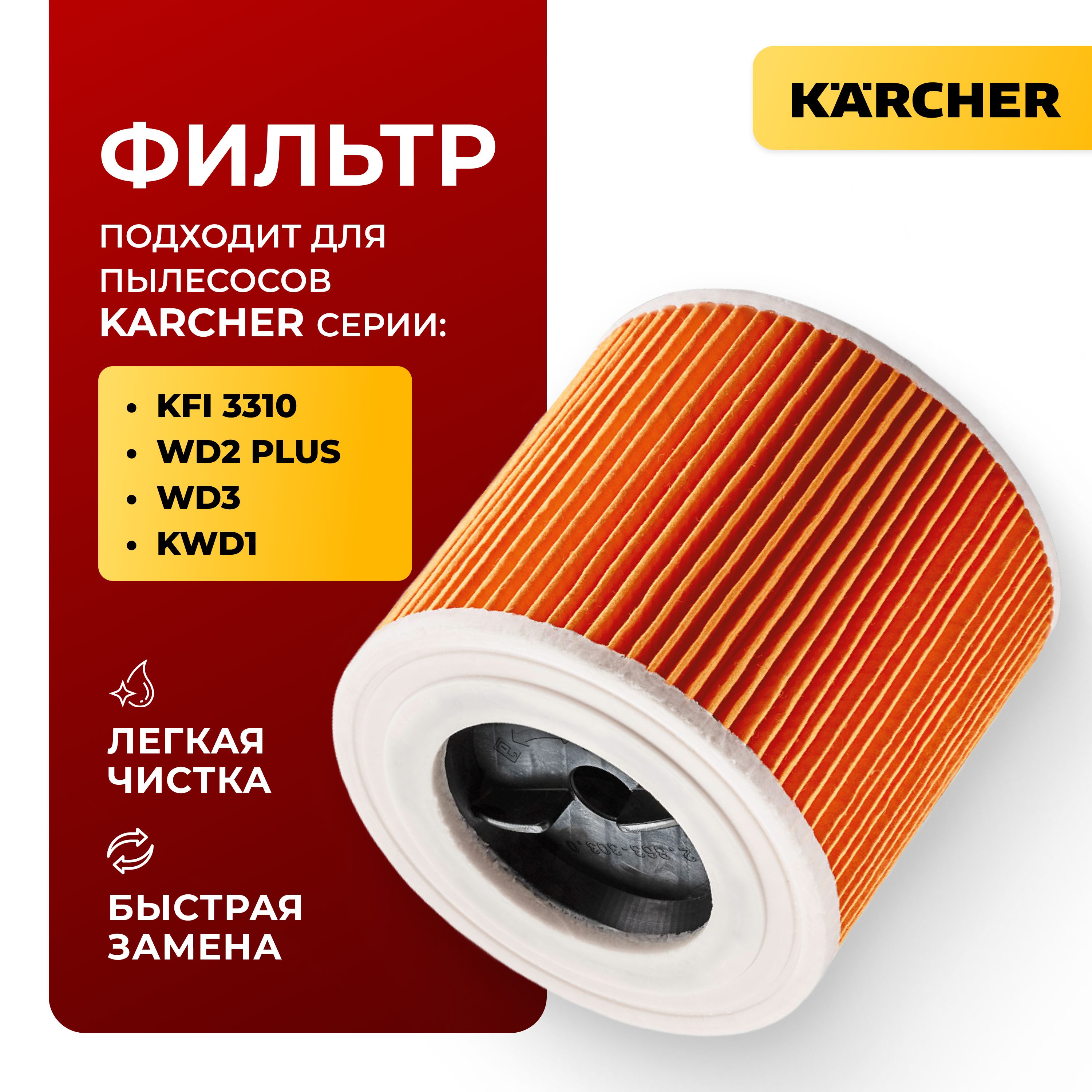 Патронный фильтр для пылесосов Karcher серии WD/SE (2.863-303.0)