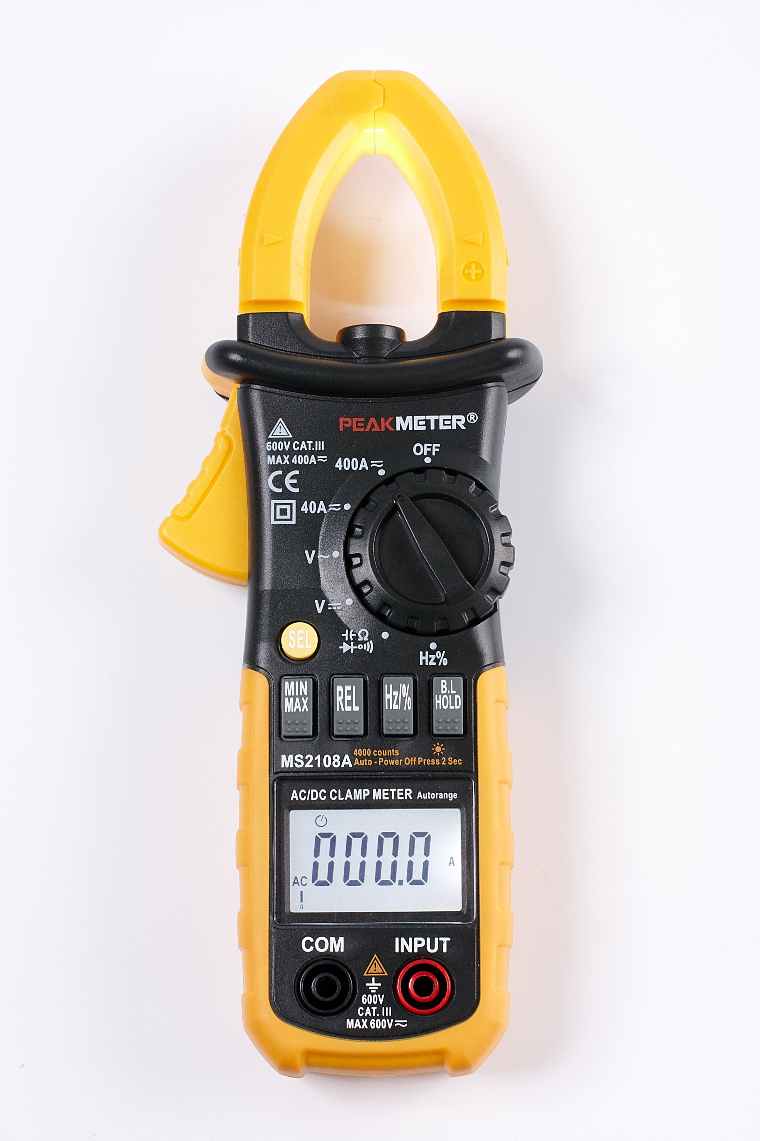 Токовые клещи PM2108A PeakMeter постоянный и переменный ток до 400А разрядность 4000