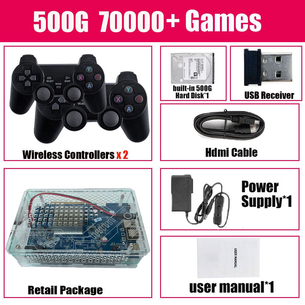 ПодключиииграйRetro3865UGameConsole500GHDD70000+игрыдляWiiPS2SaturnPSPGameCube