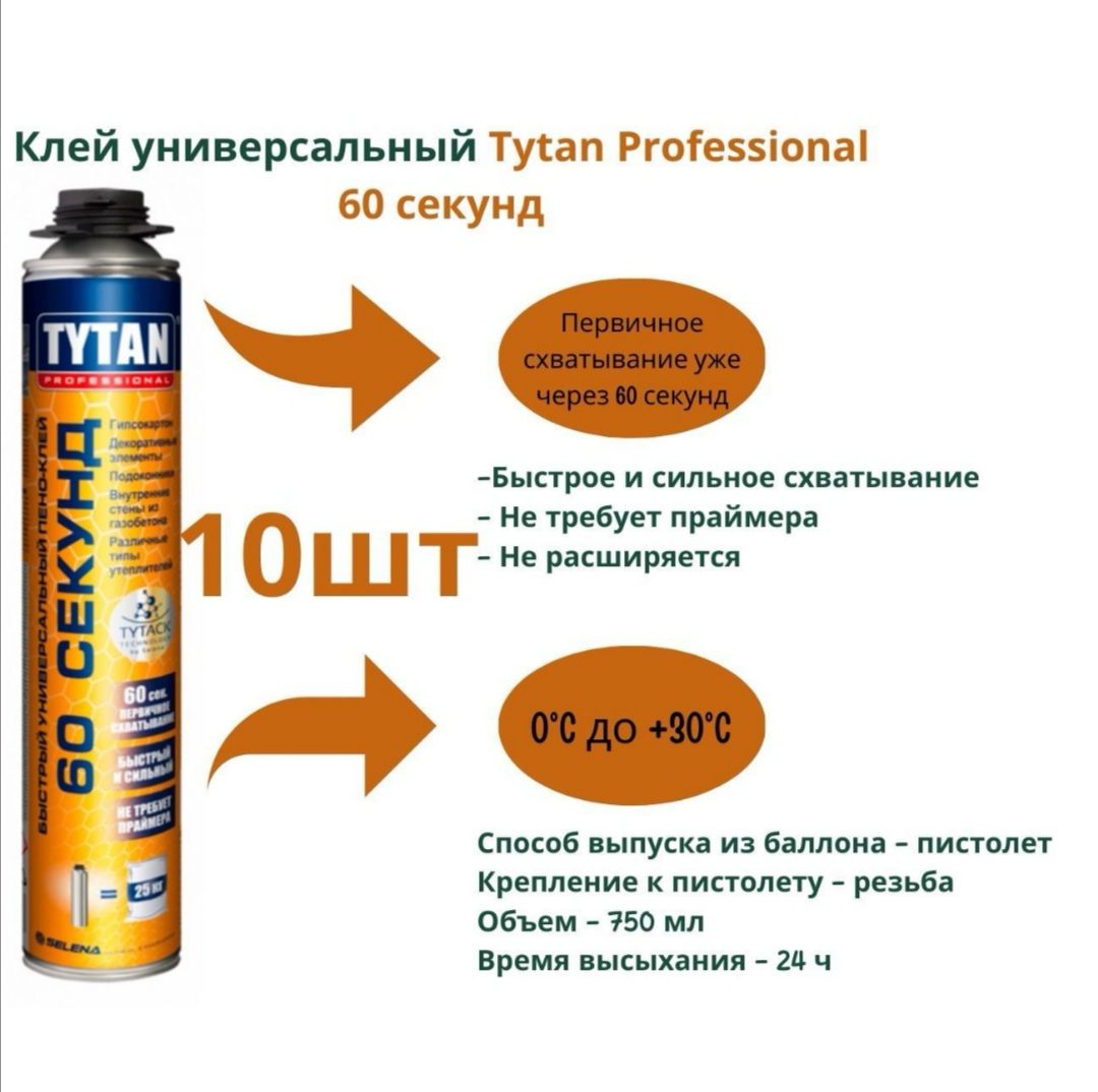 Tytan 60 секунд , Клей-пена профессиональная Tytan Professional 60 Секунд 750 мл.,10шт