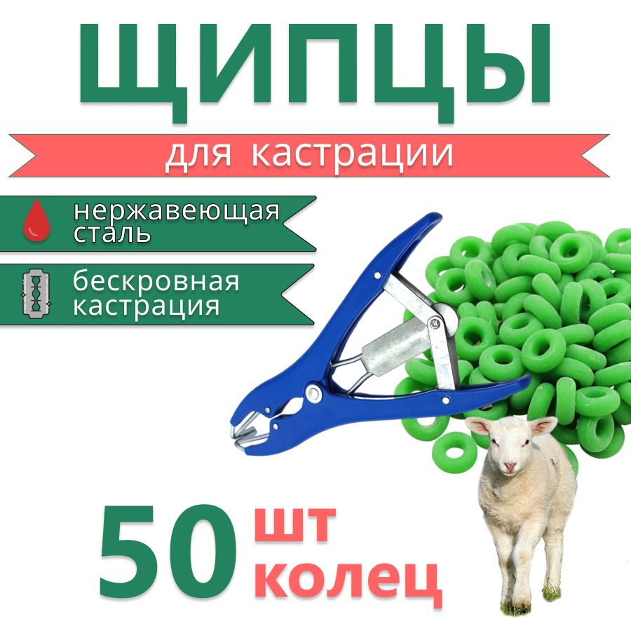 Натяжные щипцы для кастрации + 50 колец резинок