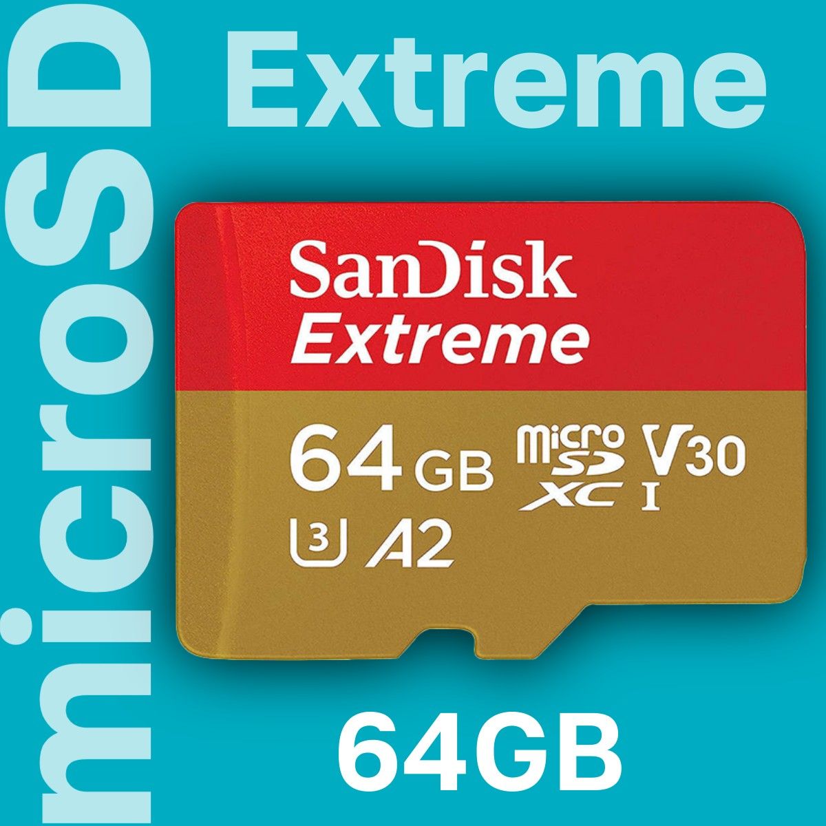 КартапамятиSandiskExtrememicroSDXC64Gb(170/80Mb/s)UHS-IU3V30A2SDSQXAH-064G-GN6MN