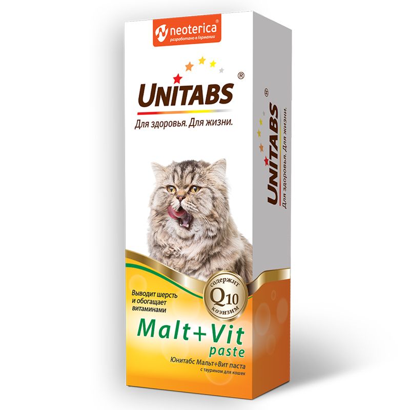 UNITABS Malt+Vit Паста с Таурином для кошек 148г