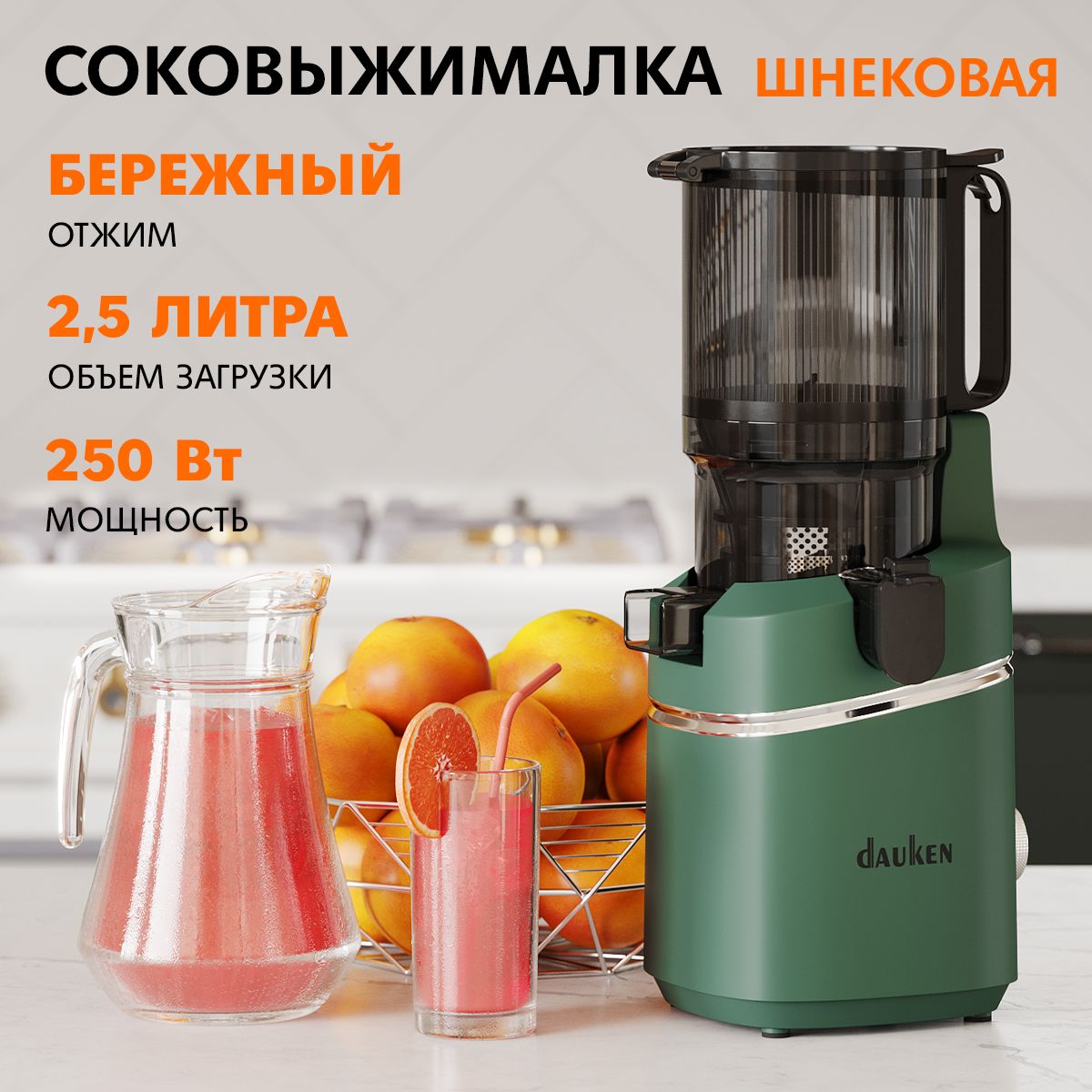 СоковыжималкаDaukenDSJ480Emeraldэлектрическаяшнековая