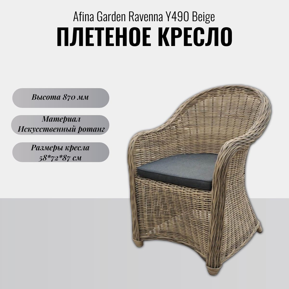 Кресло плетеное Afina Garden Ravenna Y490, Beige