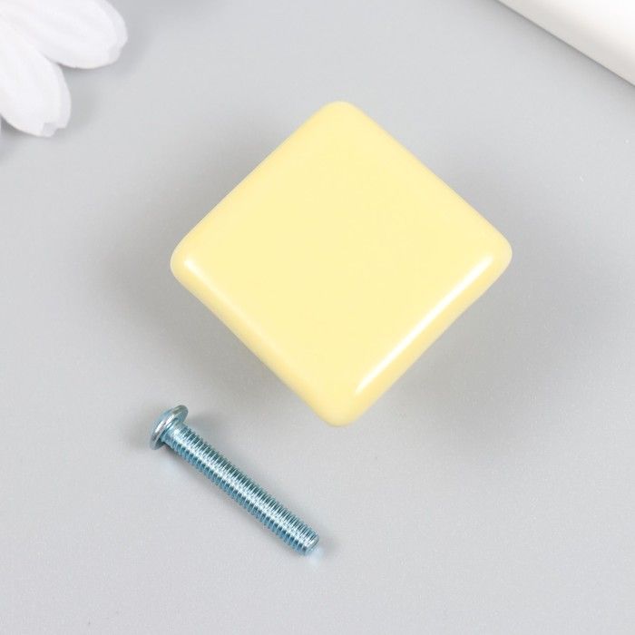 Ручка для шкатулки КНР "Квадратик", желтая, керамика, металл, 3,3х3,3х2,1 см (Xin xu - G07350 31g)