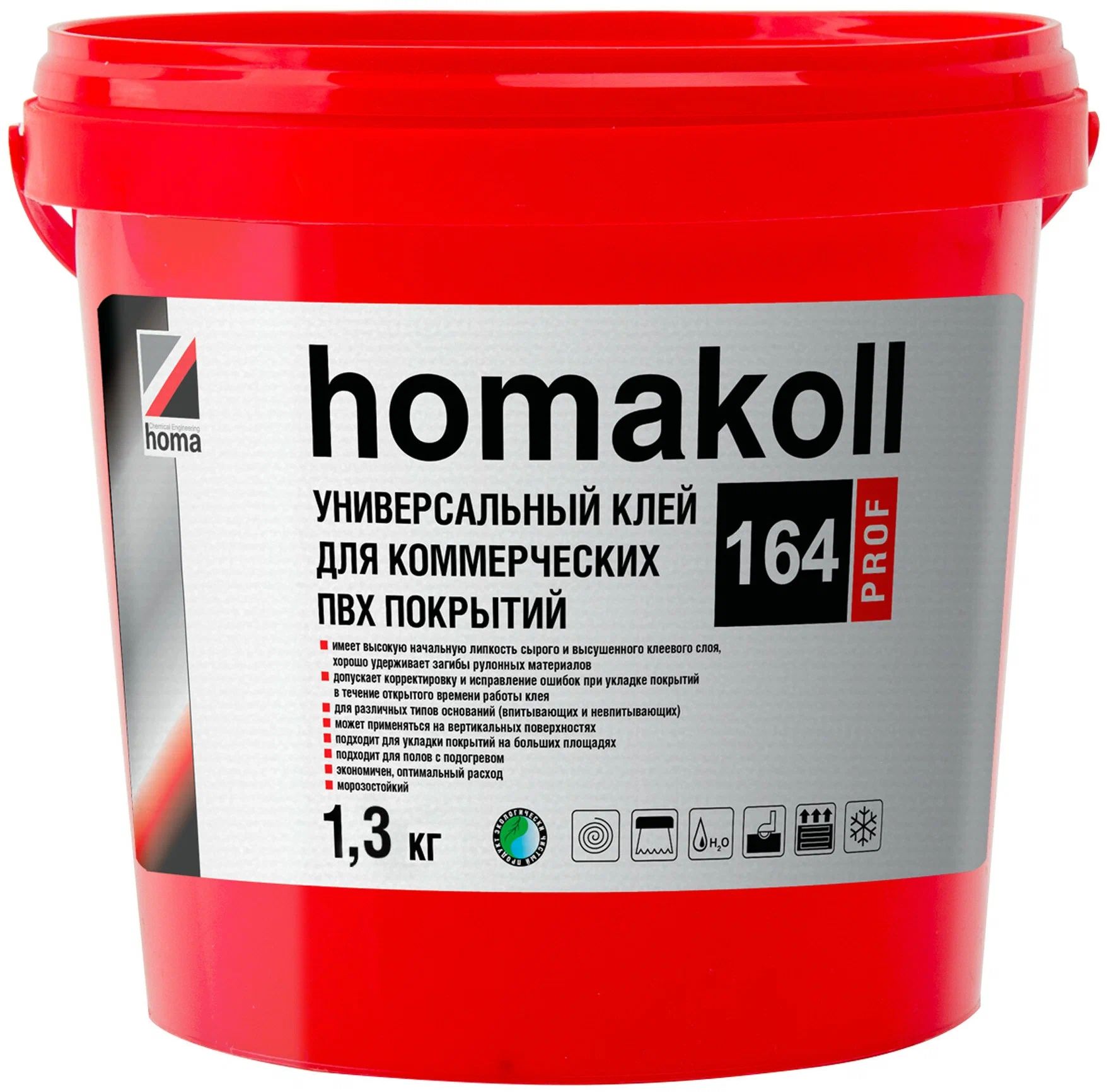 Клей Homakoll 164 Prof для линолеума, плитки пвх, ковролина ведро 1.3 кг