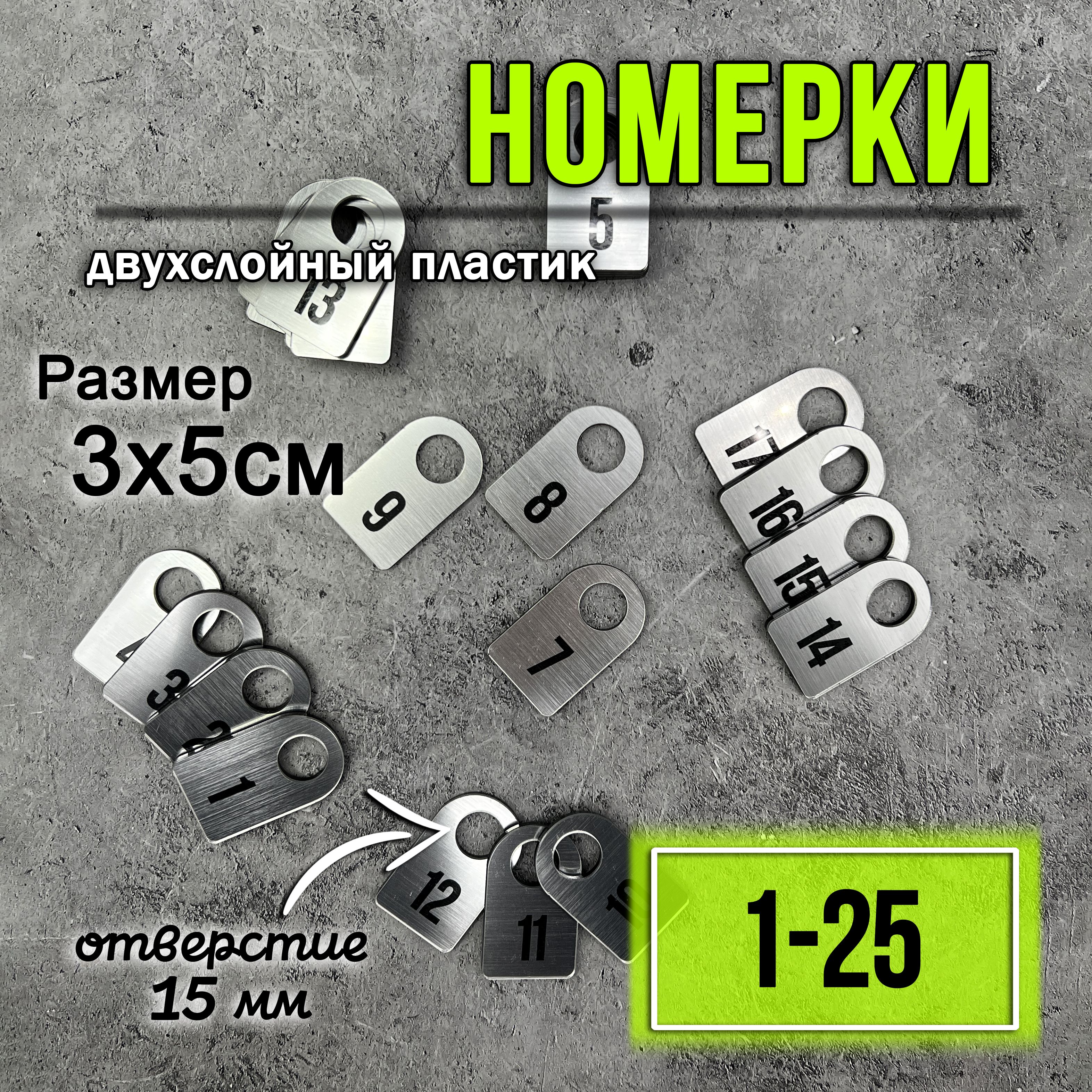 Номерки для гардероба акриловые, 1-25