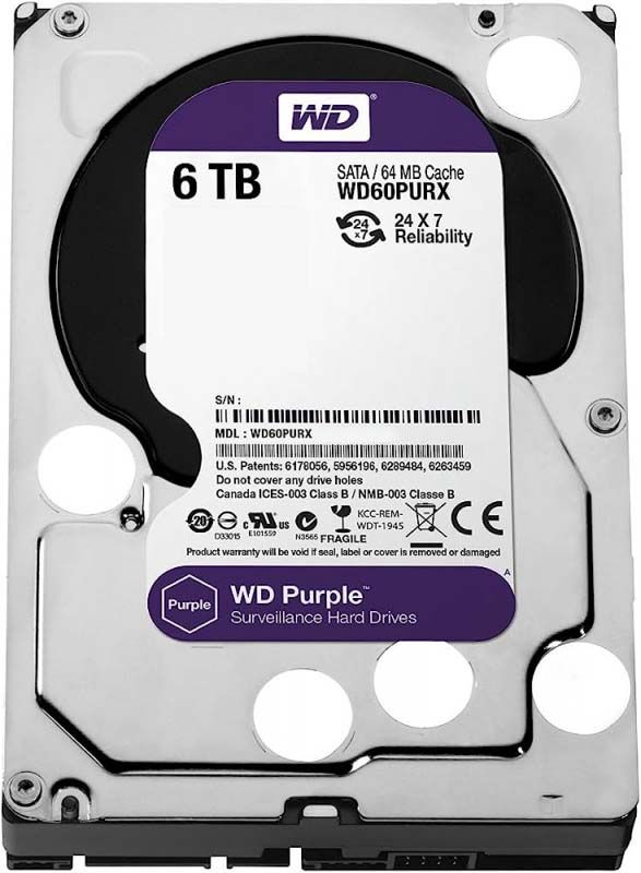 WesternDigital6ТБВнутреннийжесткийдискЖесткийдиск3.5"WesternDigitalPurple6ТбWD60РURХSATA6Gb/s(SATA-III)(6)