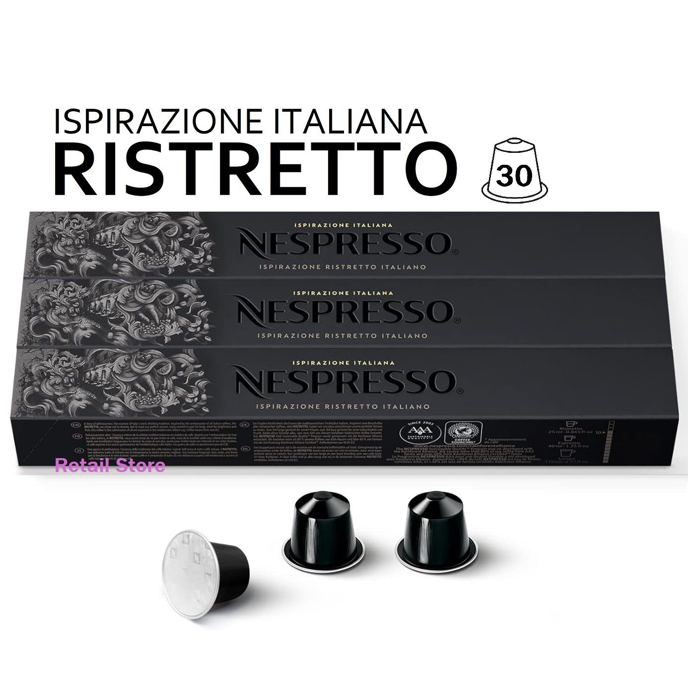 Набор кофе Nespresso RISTRETTO, 3 упаковки (30 капсул)