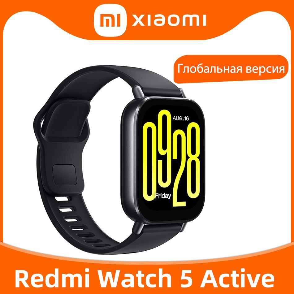 XiaomiУмныечасыRedmiWatch5ActiveГлобальнаяверсияПоддерживаеттелефонныйзвонокпоBluetooth,Глобальныйчерный