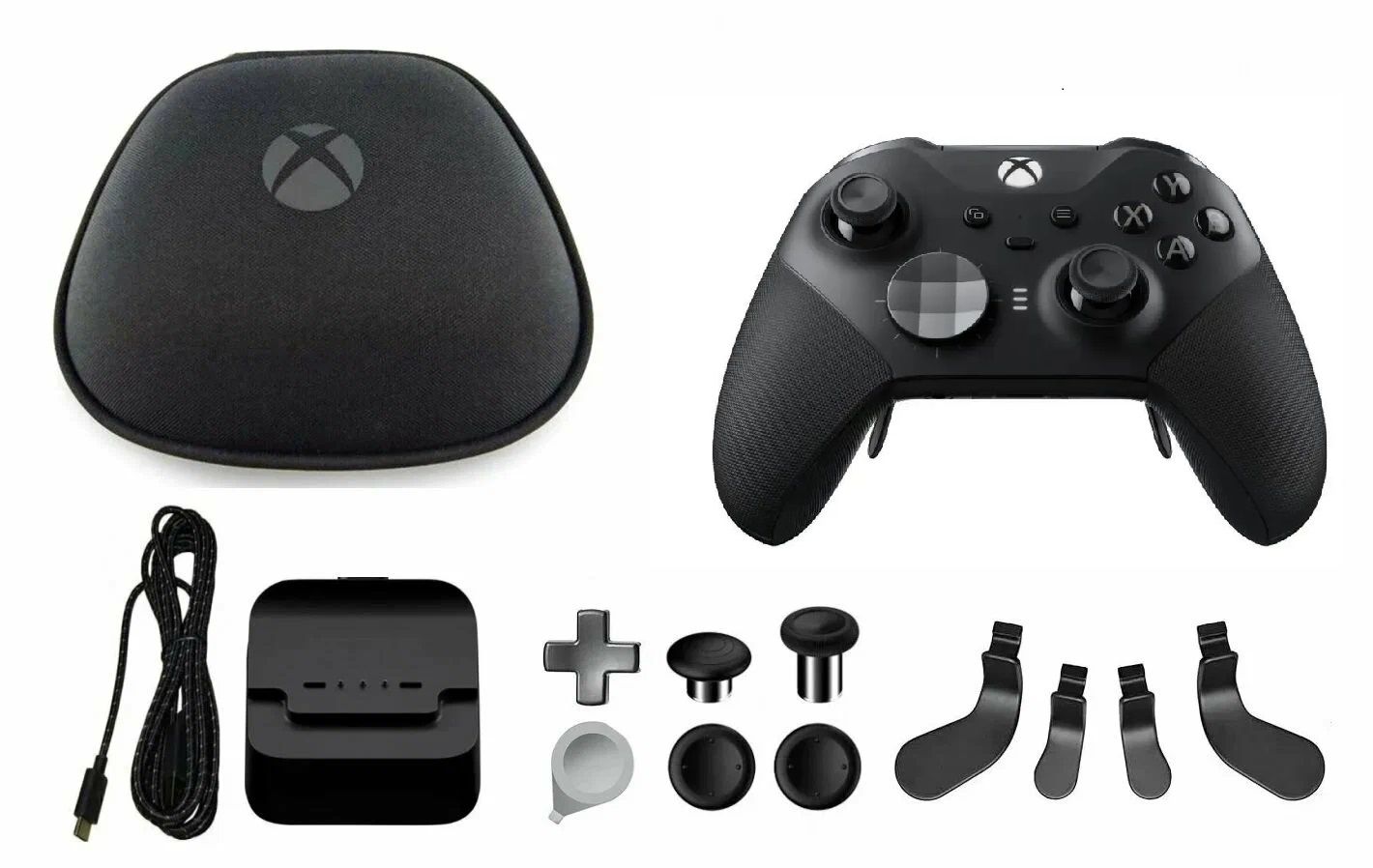 Геймпад XBox Microsoft Xbox Wireless Controller Elite Series 2, черно-серый, черный в кейсе + комплект