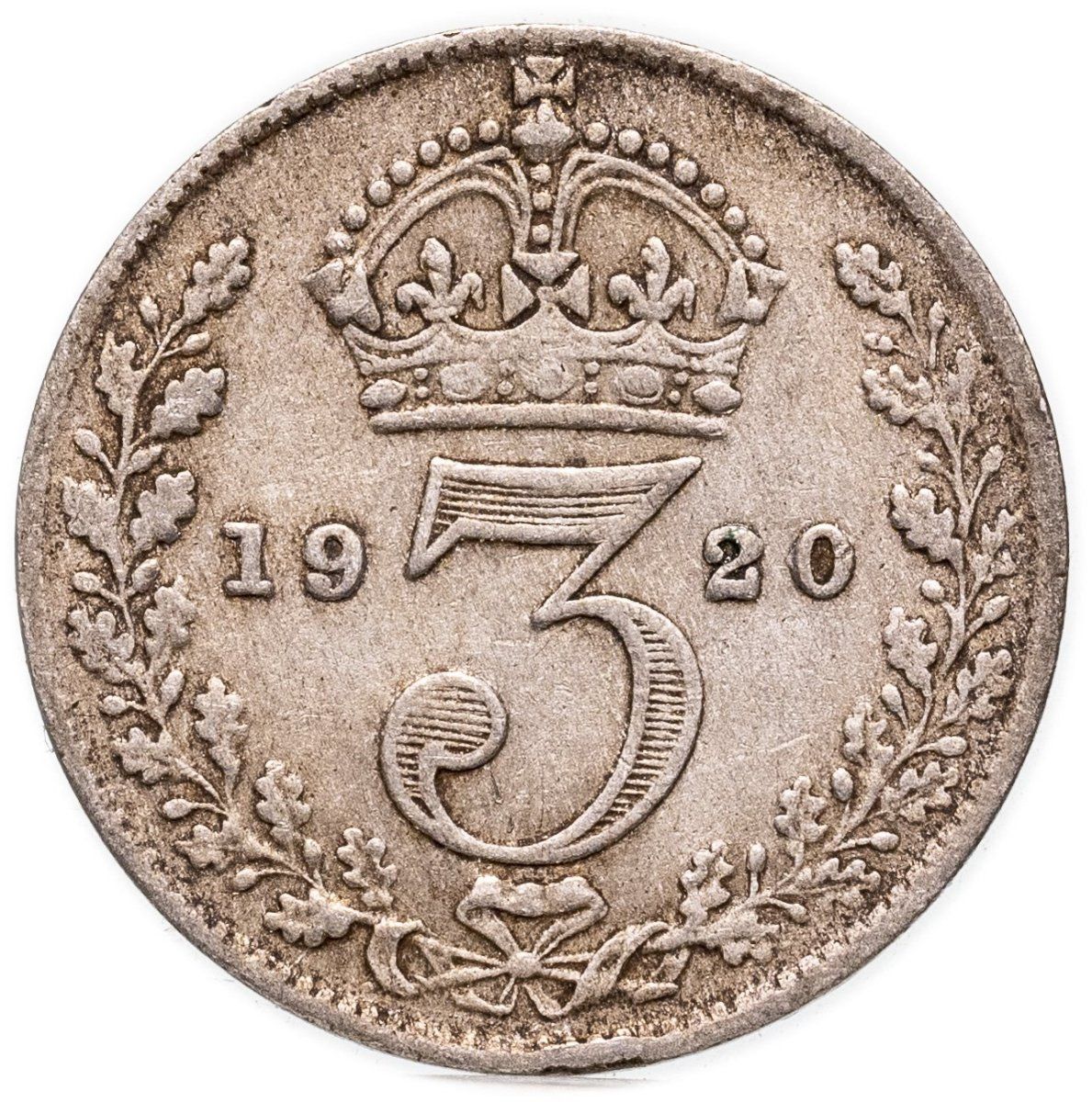 Великобритания 3 пенса pence 1917-1921, Серебро 925, в сохранности VF-XF