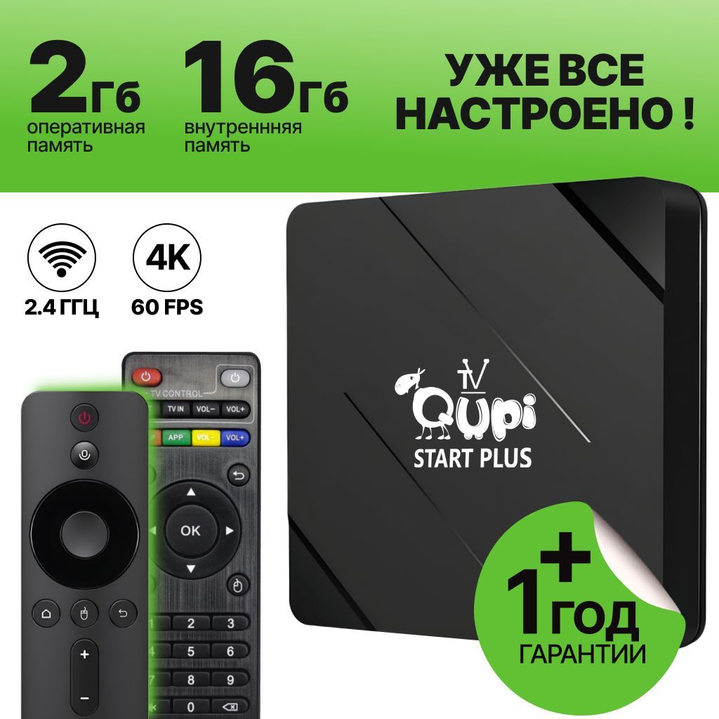 Смарт ТВ приставка 2GB/16Gb Plus с обучаемым и радиопультом 2,4 ГГц: лучшая приставка для телевизора с медиаплеером и функцией смарт ТВ, android tv box, андроид тв, smart tv, IPTV SmartBox.