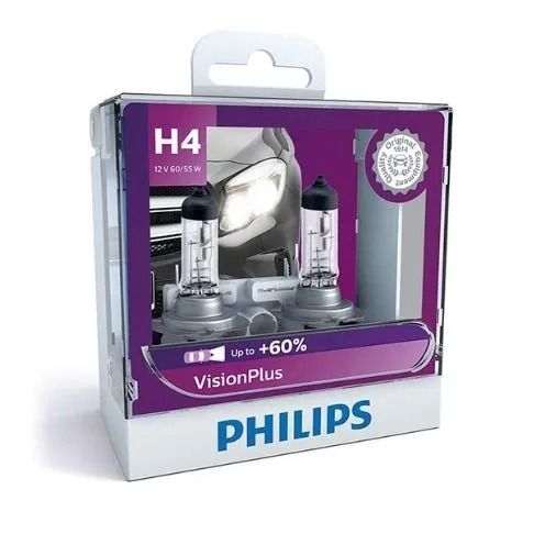 12342VPS2 Лампа галогеновая H4 VisionPlus +60% 12V 60/55W P43t-38 S2 HCV Philips