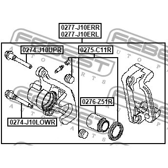 Суппорт задн правый NISSAN QASHQAI 0277-J10ERR FEBEST 0277-J10ERR