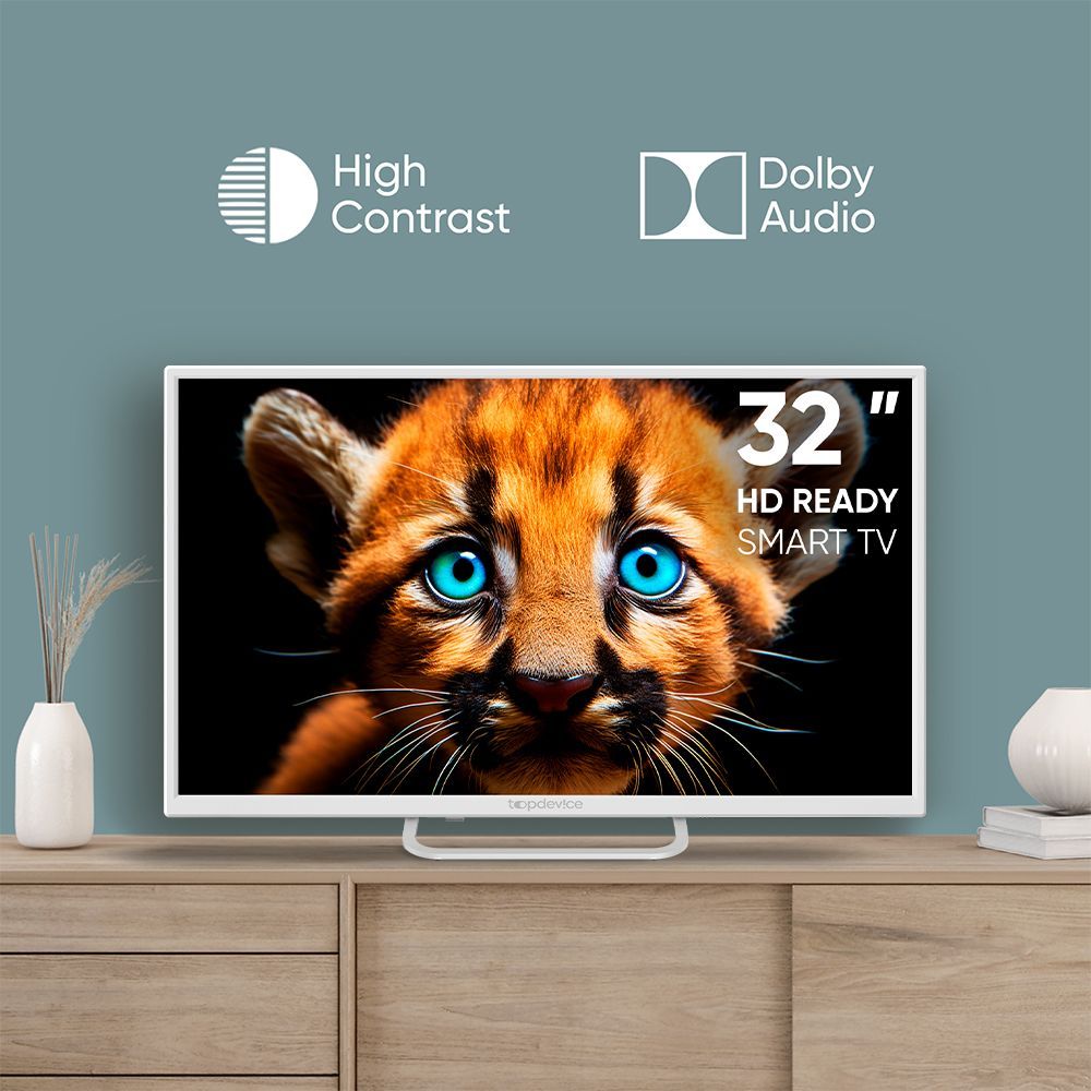 topdev!ce Телевизор TV 32" SMART (TDTV32BS02H_WE), 720p, Smart TV WildRed, 32" HD, белый