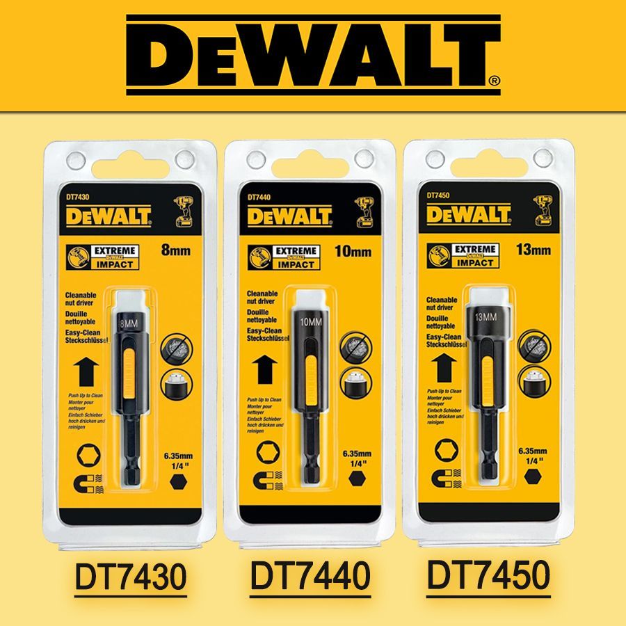 DeWalt8/10/13мм-Ударныйторцевойключ,магнитнаявтулкамагнитный,Impact,набориз3частейDT7430,DT7440,DT7450