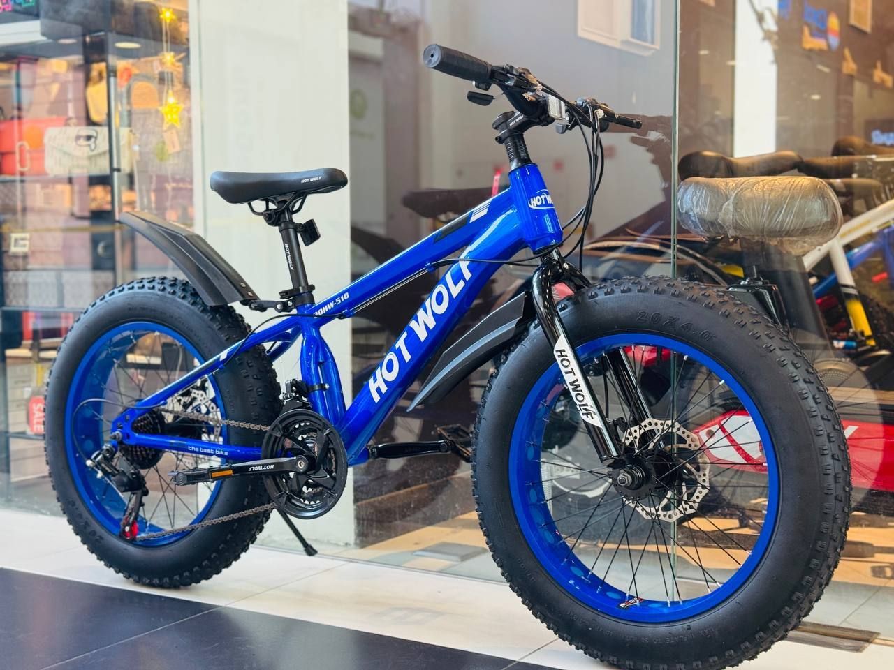 FatbikeГорныйвелосипедФэтбайкHOTWOLF,20*4.0дюймов/подростковый,мужскойиженскийдляпрогулки/скоростной,спортивныйвеликдляподростковсиний