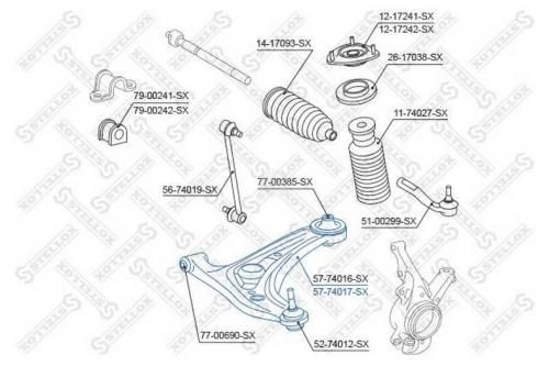Рычаг нижний левый Stellox 57-74017-SX