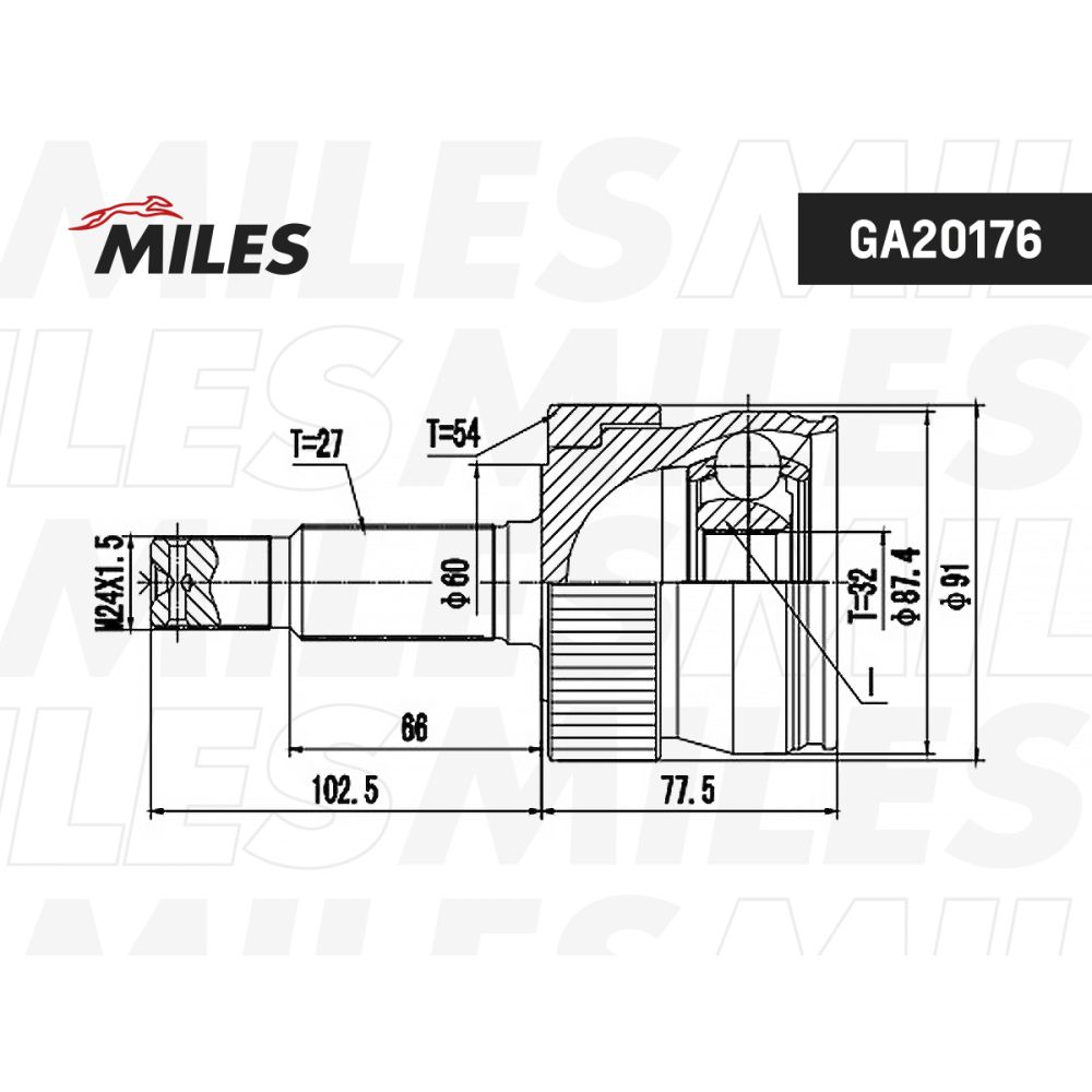 ШРУС наружный JEEP CHEROKEE 2.5TD/4.0 91- (с ABS) (GSP 816004) GA20176 MILES GA20176, oem 83500201