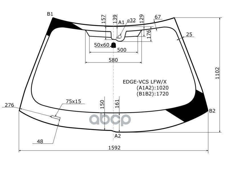 XYG Стекло лобовое (Датчик дождя) Ford Edge 06-14 / Lincoln MKX 06-15