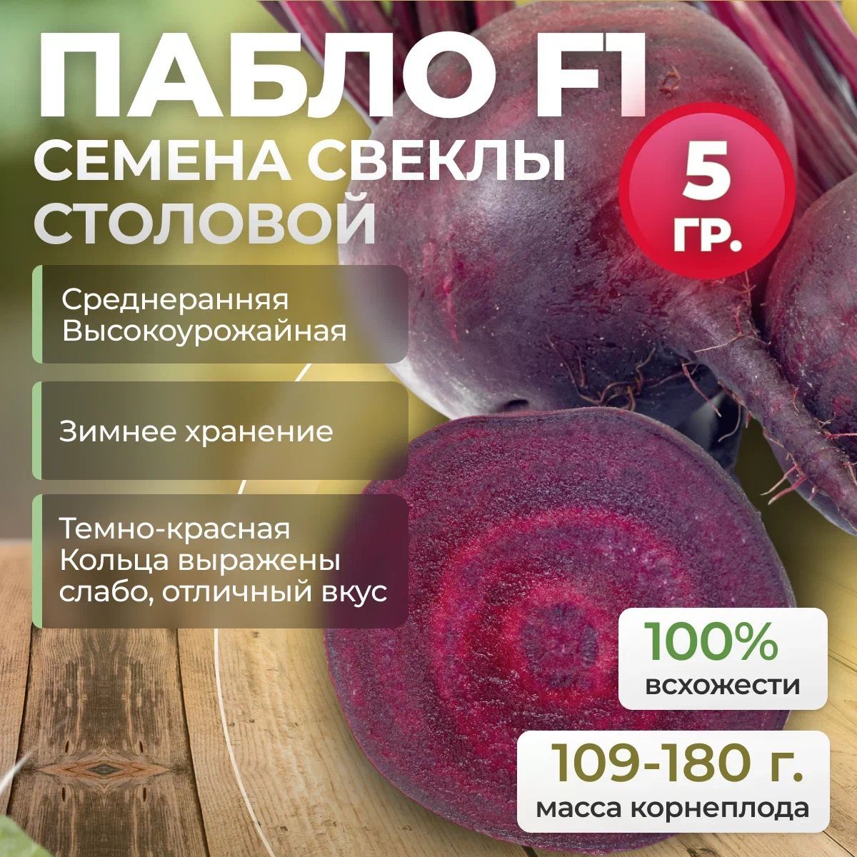 Семена свеклы Пабло F1 столовой от Zaden / ALEXAGRO (5 гр.) для открытого грунта и теплиц