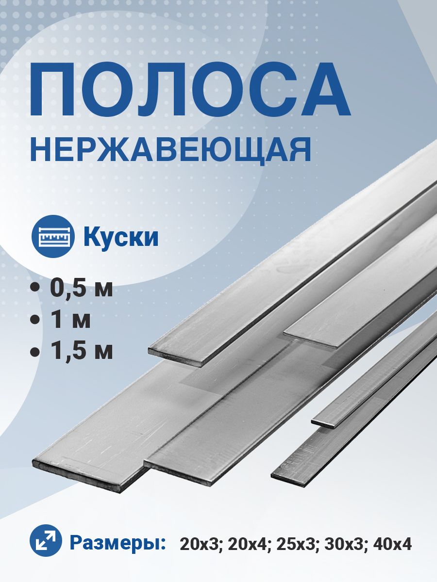 Полосаизнержавеющейстали3х20х1000.AISI304.Полосанержавеющая.