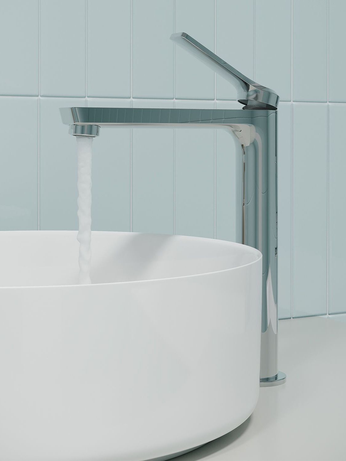 Фото товара на маркетплейсе ozon Высокий смеситель для накладной раковины, латунь, глянцевый хром, Parker, IDDIS, PARSB01i01