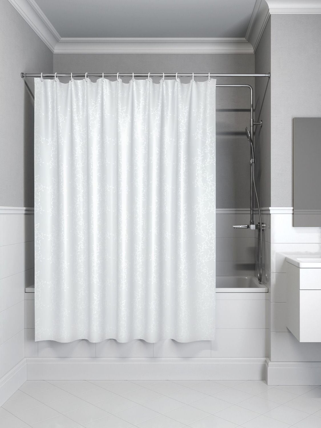 Фото товара на маркетплейсе ozon Штора для ванной комнаты и душа IDDIS, 240х200 см, тканевая, водонепроницаемая, полиэстер, с кольцами, BD05P24i11