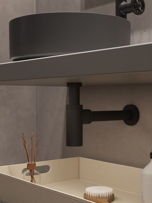 Фото товара на маркетплейсе ozon Сифон для раковины, IDDIS, бутылочный, латунь, матовый графит, Optima Home, OPTGM00i84