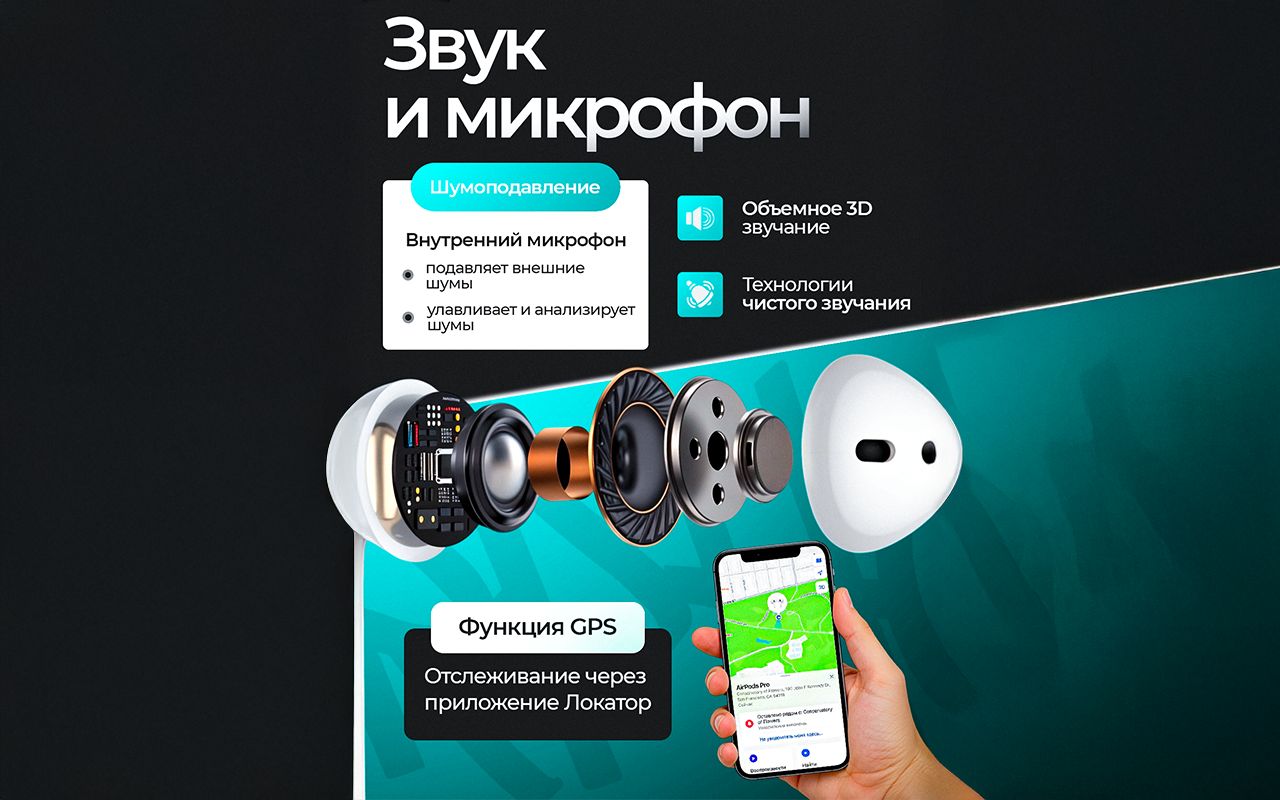 Беспроводные наушники TWS Air 2 c чехлом в комплекте, с микрофоном Blu(图2)
