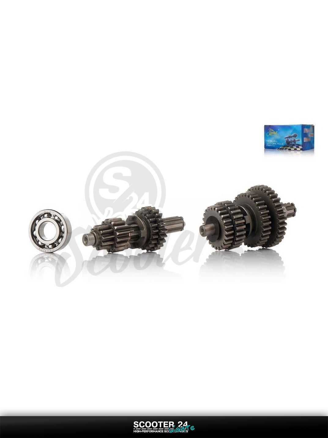 Коробка передач в сборе на мопед и мотоцикл Delta 50-110 кубов / Альфа Дельта с двигателем 139FMA и 147FMH 110. Active 110 +подшипник "LIPAI"