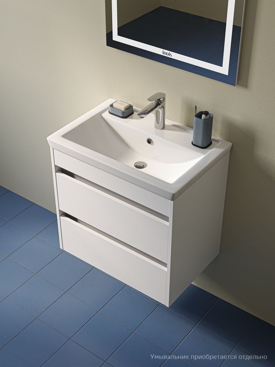 Фото товара на маркетплейсе ozon Тумба для ванной подвесная, с ящиками, 60 см, белый, IDDIS, Zodiac X, ZDX60W0i95 (подходит раковина 4076000i28)