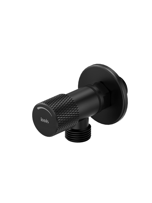 Фото товара на маркетплейсе ozon Кран угловой, с отражателем, 1/2; 1/2, кран-букса, латунь, черный, IDDIS, 910B0A6C2BLZ