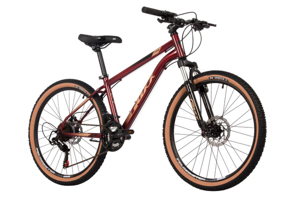 Велосипед горный детский 24" FOXX CAIMAN 12 скоростей красный, стальная ...