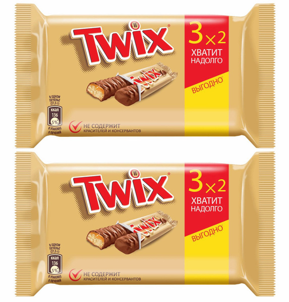 Шоколадный Батончик Twix Шоколадный С Печеньем И Карамелью, 2 шт по 165 ...