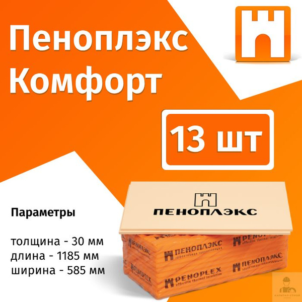 Утеплитель Пеноплекс 30мм КОМФОРТ 13 плит 9,1м2 из пенополистирола для ...