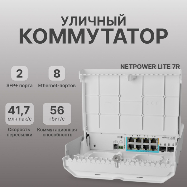 Коммутатор MIKROTIK Уличный netPower Lite 7R (CSS610-1Gi-7R-2S+OUT ...