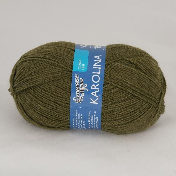 Пряжа Каролина (Karolina) МШФ - 235 (олива), 100% акрил, (100г, 435м ...