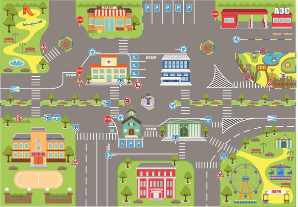 Коврик "Дорожное движение" + набор дорожных знаков - купить с доставкой ...